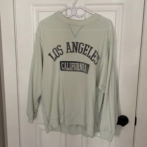 Womens Aerie oversized waffle long sleeve crew, light weight, mint green size M